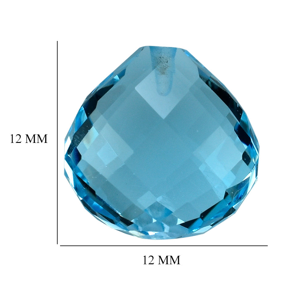 SKY BLUE TOPAZ BRIOLETTE HEART (HALF DRILL) 12MM 8.23 Cts.
