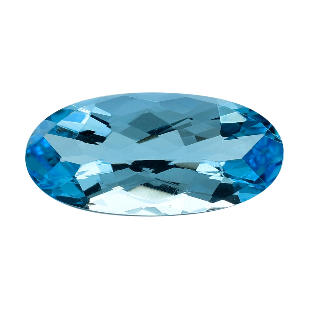 SKY BLUE TOPAZ CHECKER CUT OVAL 21X10MM 11.75 Cts.