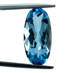 SKY BLUE TOPAZ CHECKER CUT OVAL 21X10MM 11.75 Cts.