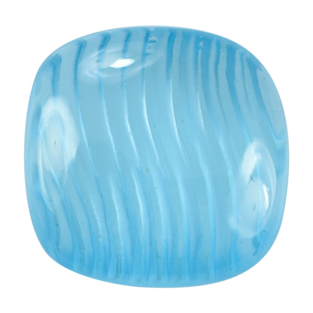 SKY BLUE TOPAZ LENTIL CUSHION WITH ONE SIDE CARVING 12MM 7.42 Cts.