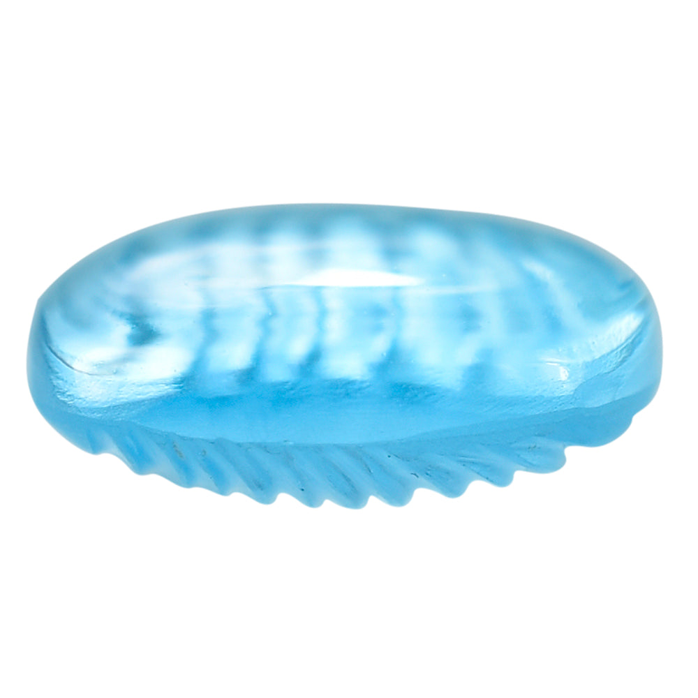 SKY BLUE TOPAZ LENTIL CUSHION WITH ONE SIDE CARVING 12MM 7.42 Cts.