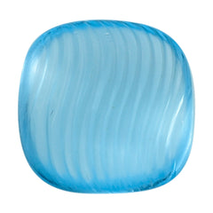 SKY BLUE TOPAZ LENTIL CUSHION WITH ONE SIDE CARVING 12MM 7.42 Cts.