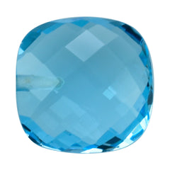 SKY BLUE TOPAZ BRIOLETTE CUSHION (HALF DRILL) 13MM 9.23 Cts.