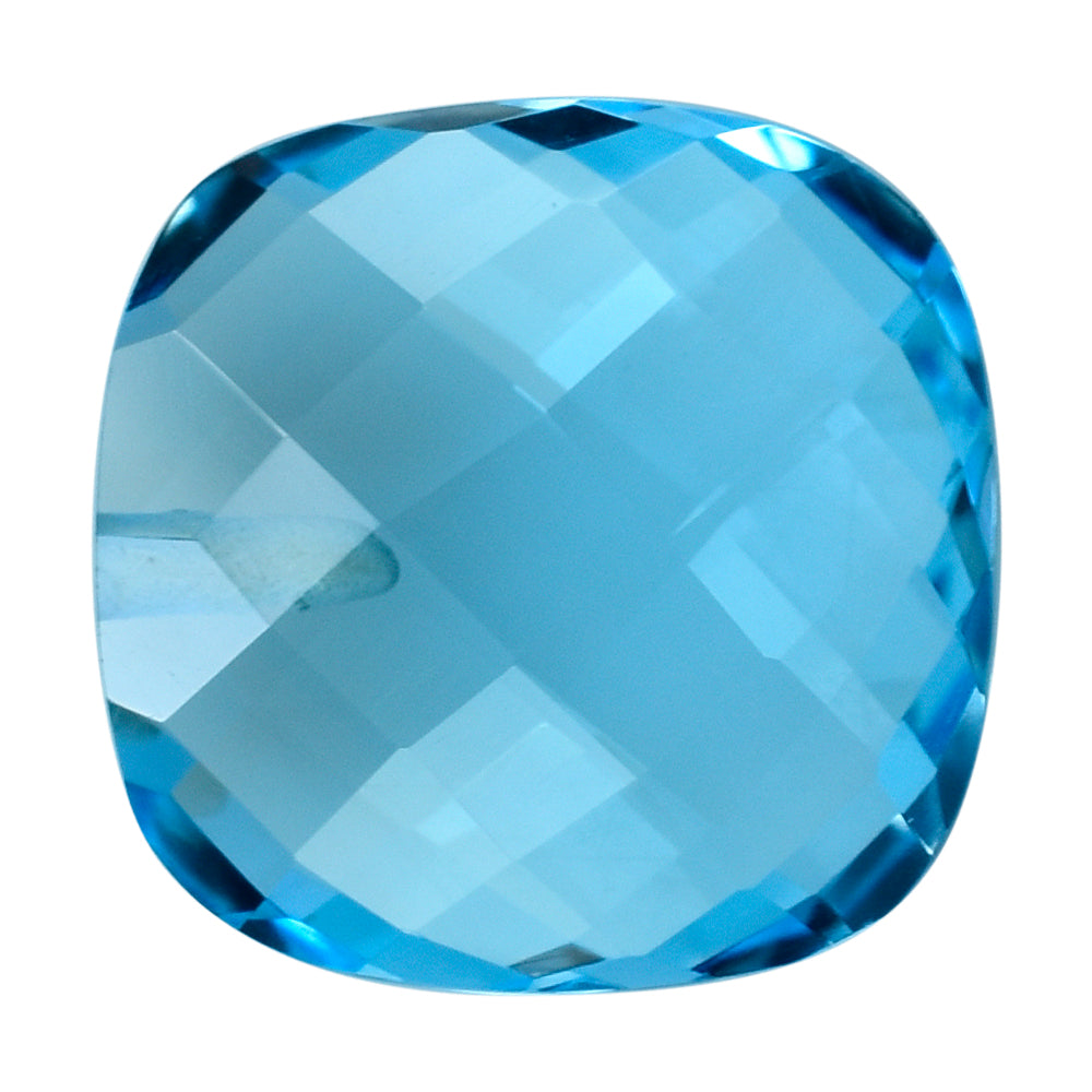 SKY BLUE TOPAZ BRIOLETTE CUSHION (HALF DRILL) 13MM 9.23 Cts.