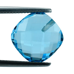 SKY BLUE TOPAZ BRIOLETTE CUSHION (HALF DRILL) 13MM 9.23 Cts.