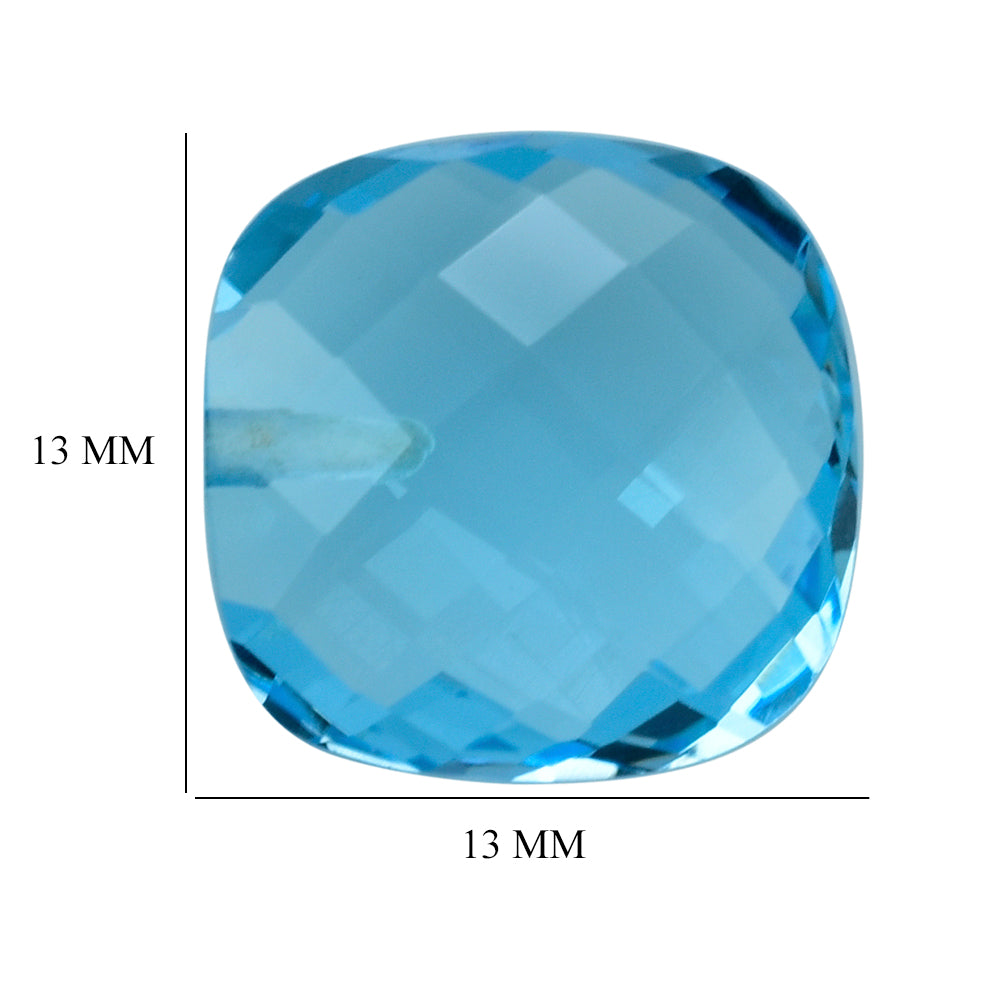 SKY BLUE TOPAZ BRIOLETTE CUSHION (HALF DRILL) 13MM 9.23 Cts.