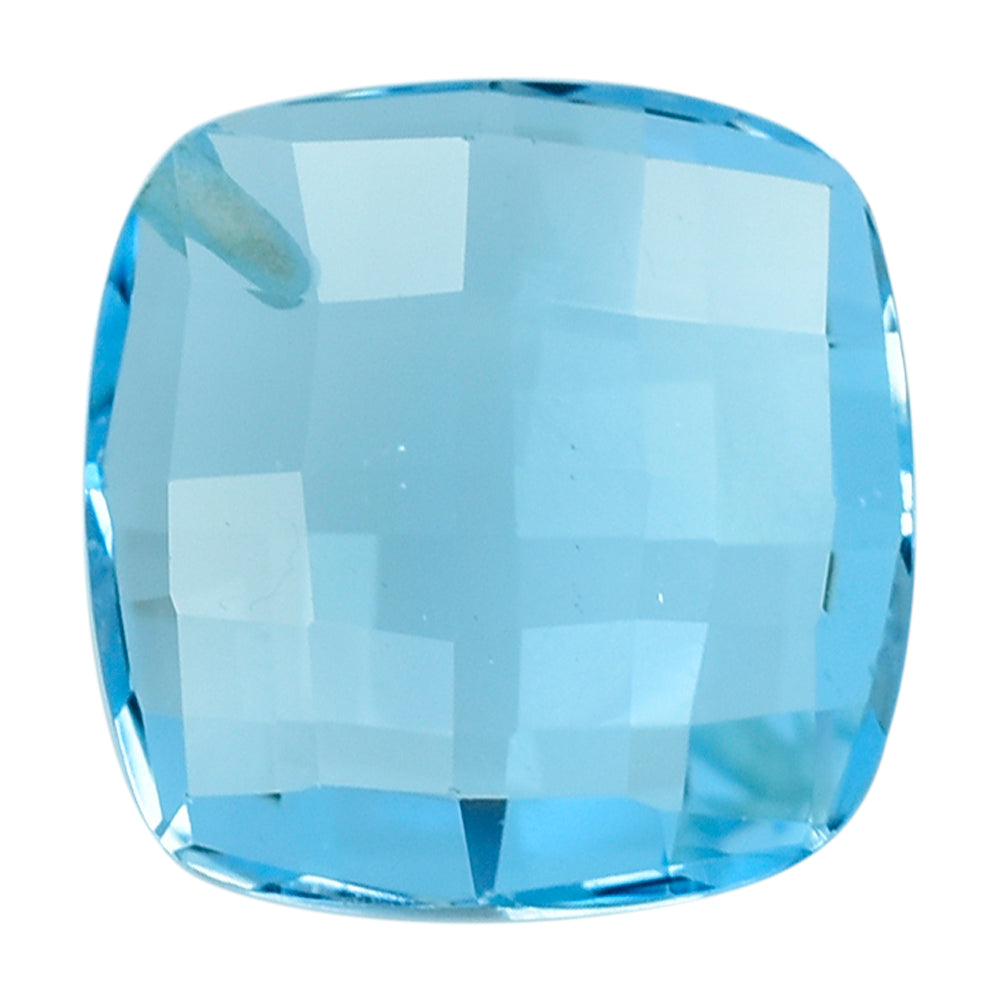 SKY BLUE TOPAZ CHESS BRIOLETTE CUSHION(HALF DRILL) 10MM 5.08 Cts.