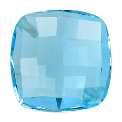 SKY BLUE TOPAZ CHESS BRIOLETTE CUSHION(HALF DRILL) 10MM 5.08 Cts.