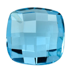 SKY BLUE TOPAZ CHESS BRIOLETTE CUSHION(HALF DRILL) 10MM 5.08 Cts.