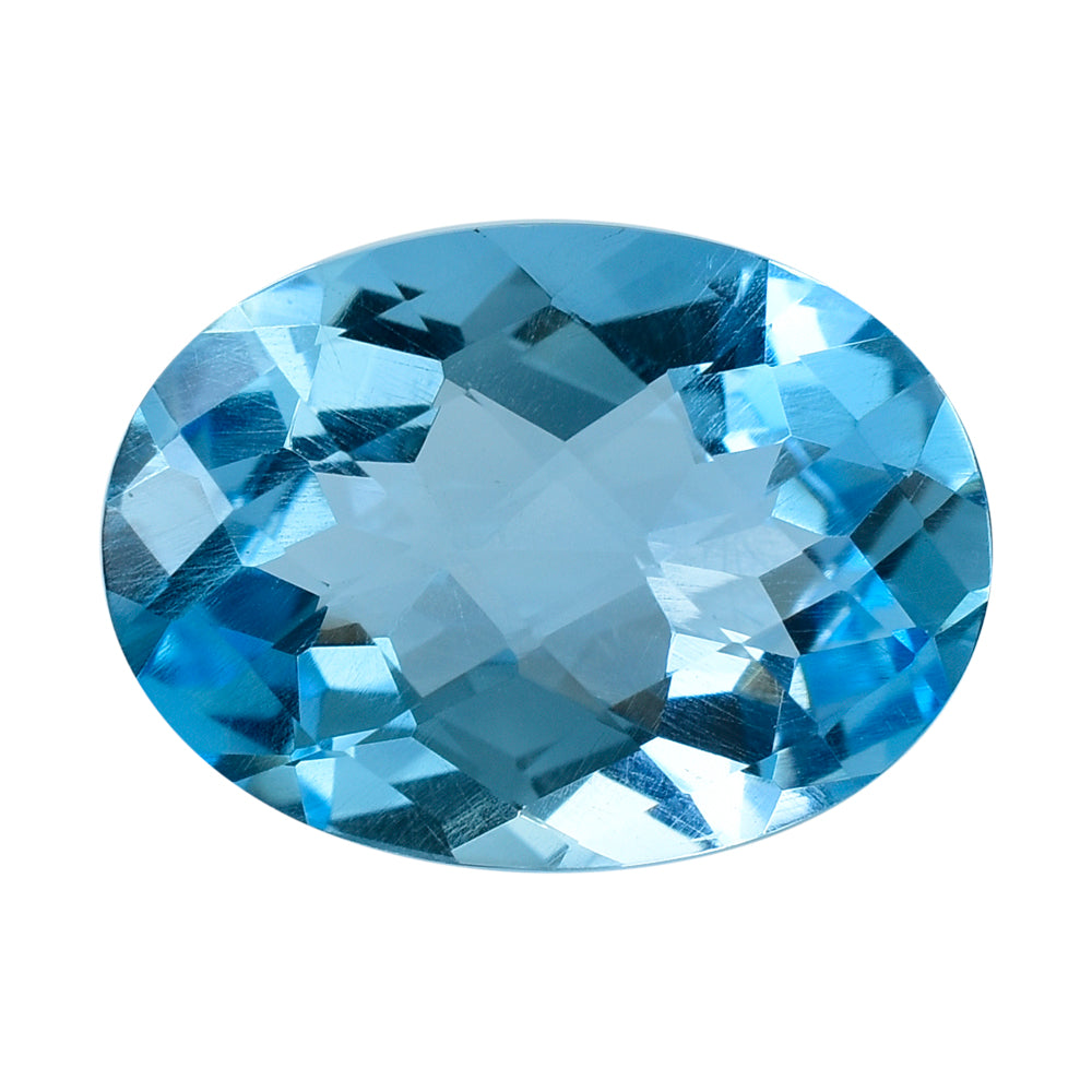 SKY BLUE TOPAZ CHECKER CUT OVAL 18X13MM 12.70 Cts.