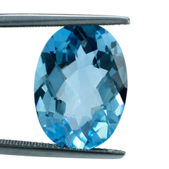 SKY BLUE TOPAZ CHECKER CUT OVAL 18X13MM 12.70 Cts.