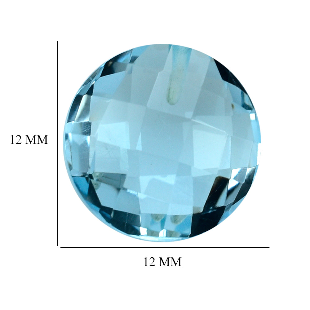 SKY BLUE TOPAZ BRIOLETTE ROUND (HALF DRILL) 12MM 7.55 Cts.