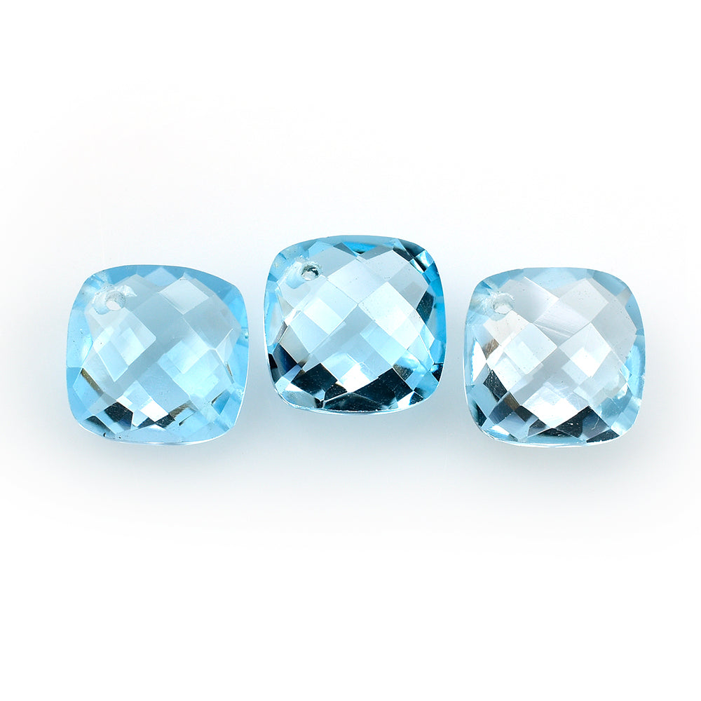 SKY BLUE TOPAZ BRIOLETTE CUSHION (FULL DRILL) 10MM 4.46 Cts.