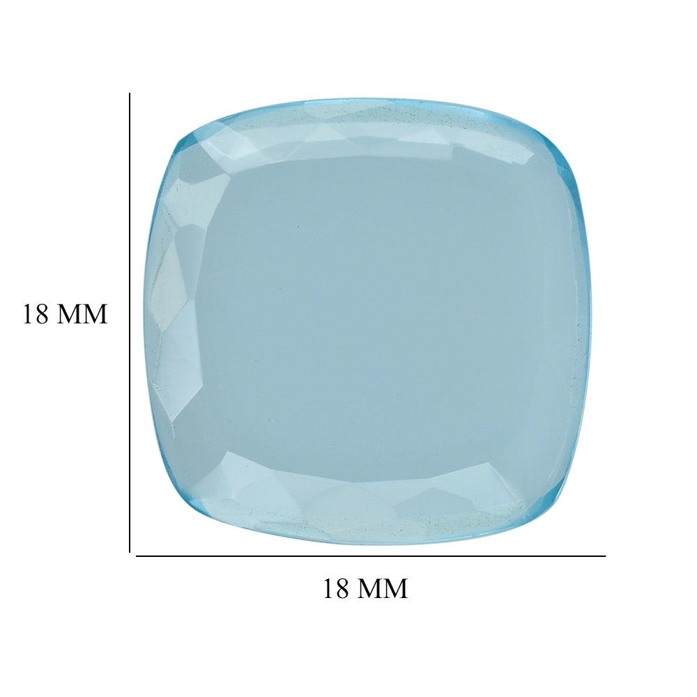 SKY BLUE TOPAZ CUT CUSHION WITH FLAT BOTTOM 18MM 10.30 Cts.
