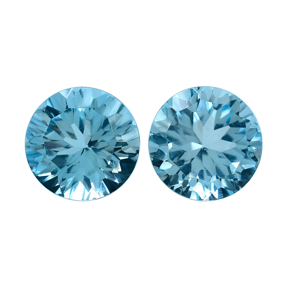 SKY BLUE TOPAZ CONCAVE CUT ROUND (DES#45) 9MM 3.60 Cts.