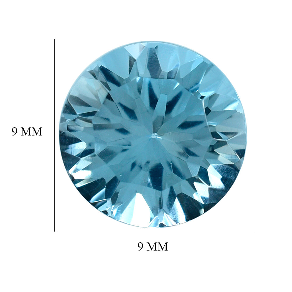 SKY BLUE TOPAZ CONCAVE CUT ROUND (DES#45) 9MM 3.60 Cts.