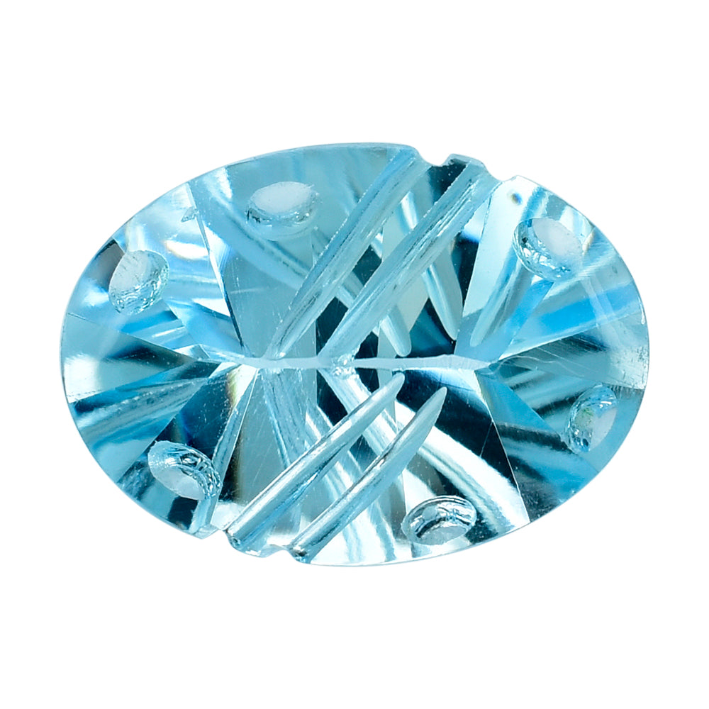 SKY BLUE TOPAZ FLAT BUFF TOP SUPER BUBBLE OVAL (DES#115) 14X10MM 6.02 Cts.