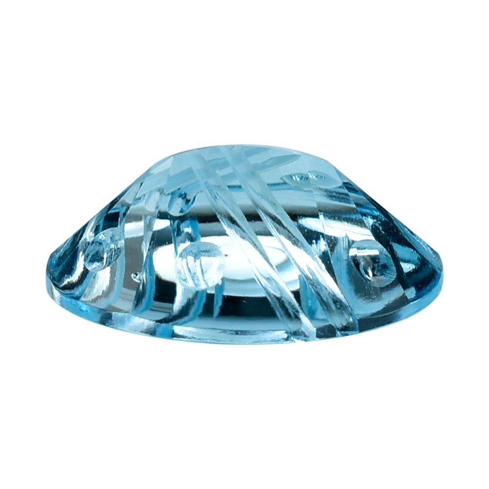 SKY BLUE TOPAZ FLAT BUFF TOP SUPER BUBBLE OVAL (DES#115) 14X10MM 6.02 Cts.