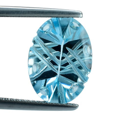 SKY BLUE TOPAZ FLAT BUFF TOP SUPER BUBBLE OVAL (DES#115) 14X10MM 6.02 Cts.