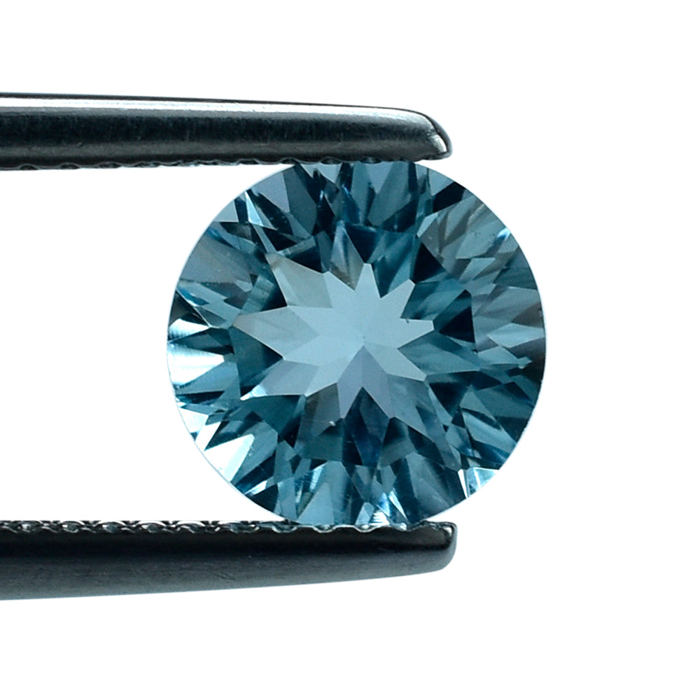 SKY BLUE TOPAZ CONCAVE CUT ROUND (DES#45) 8MM 2.14 Cts.