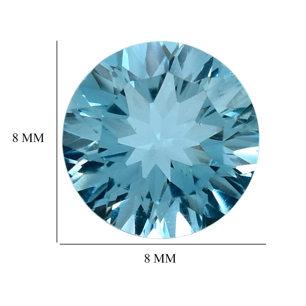 SKY BLUE TOPAZ CONCAVE CUT ROUND (DES#45) 8MM 2.14 Cts.