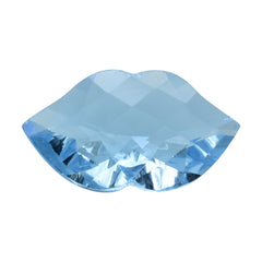 SKY BLUE TOPAZ CHECKER CUT LIPS (DES#37) 16X9MM 5.21 Cts.