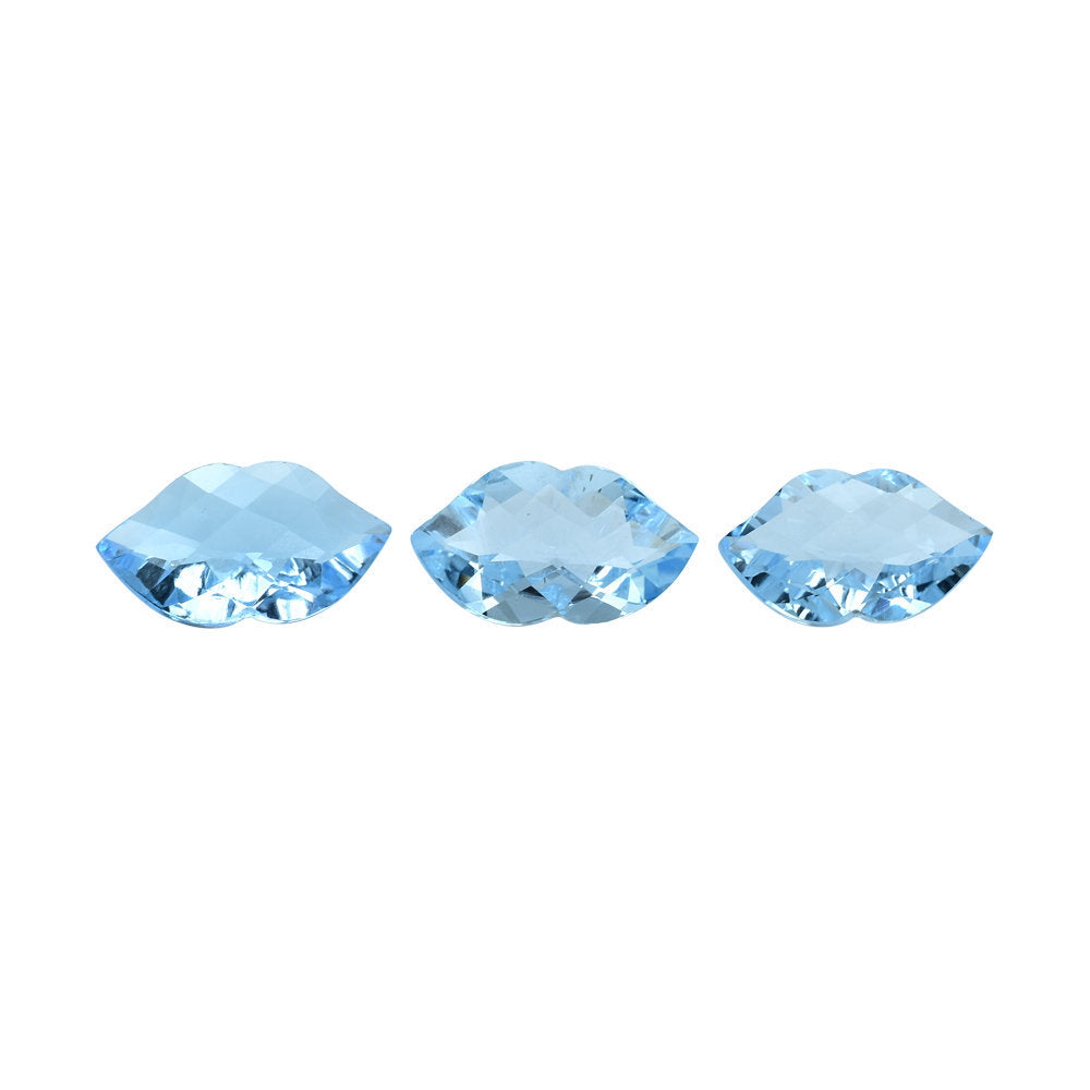 SKY BLUE TOPAZ CHECKER CUT LIPS (DES#37) 16X9MM 5.21 Cts.