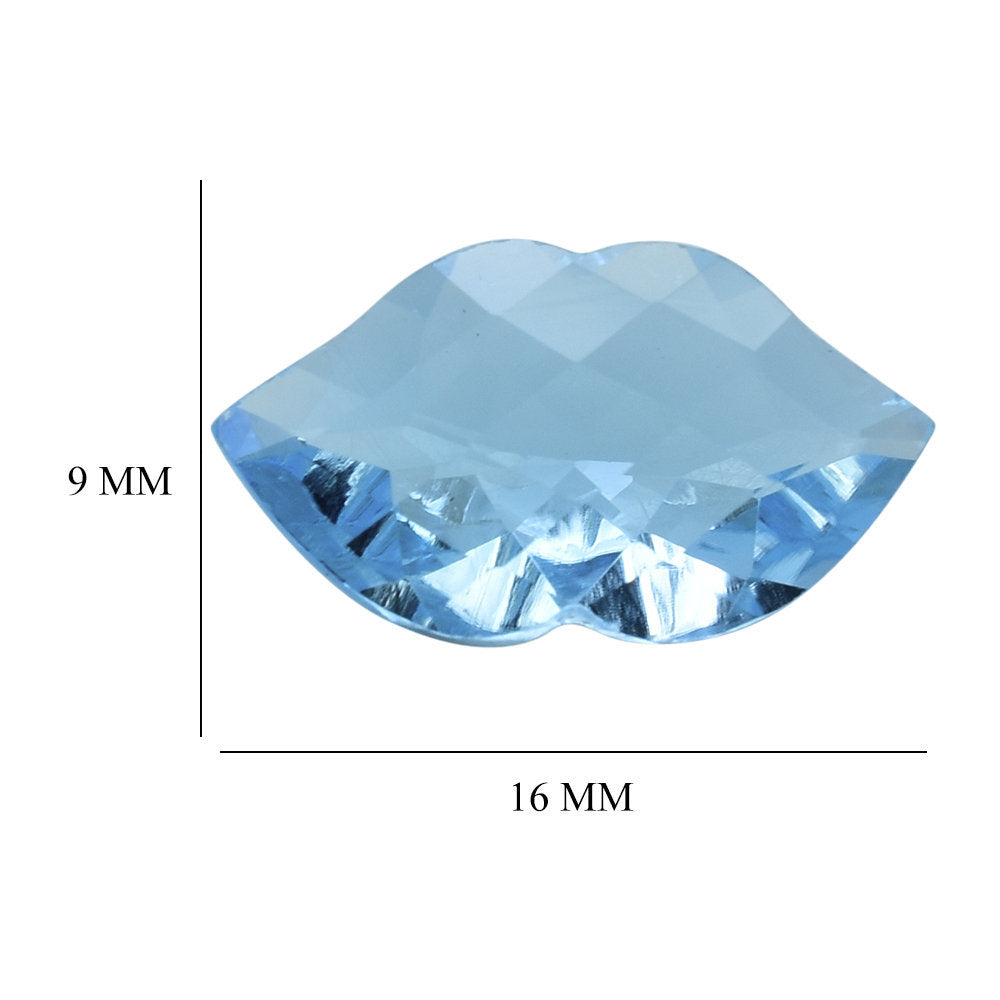 SKY BLUE TOPAZ CHECKER CUT LIPS (DES#37) 16X9MM 5.21 Cts.