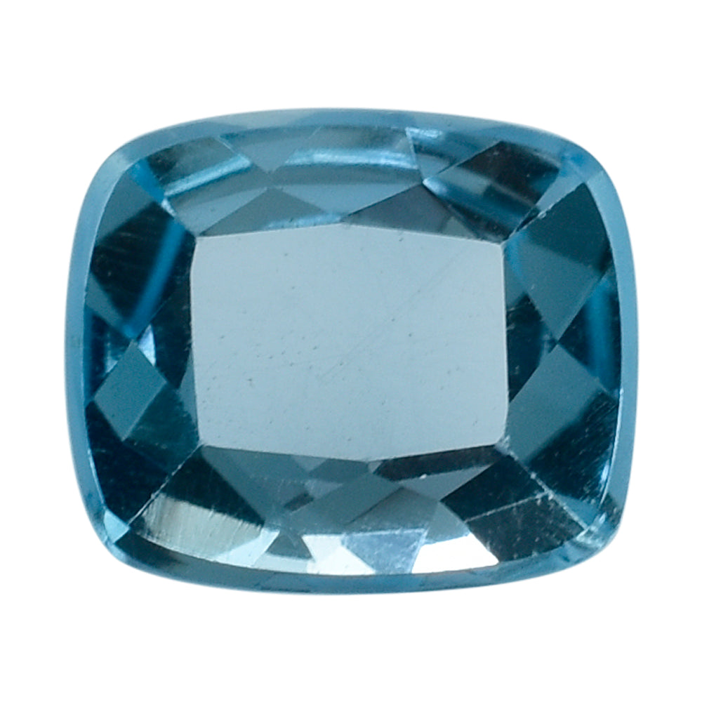 SKY BLUE TOPAZ CUT CUSHION WITH FLAT BOTTOM 12X10MM 6.99 Cts.