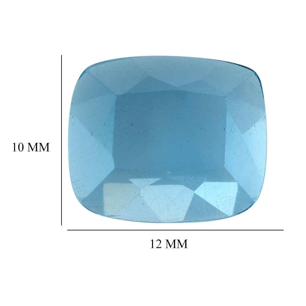 SKY BLUE TOPAZ CUT CUSHION WITH FLAT BOTTOM 12X10MM 6.99 Cts.