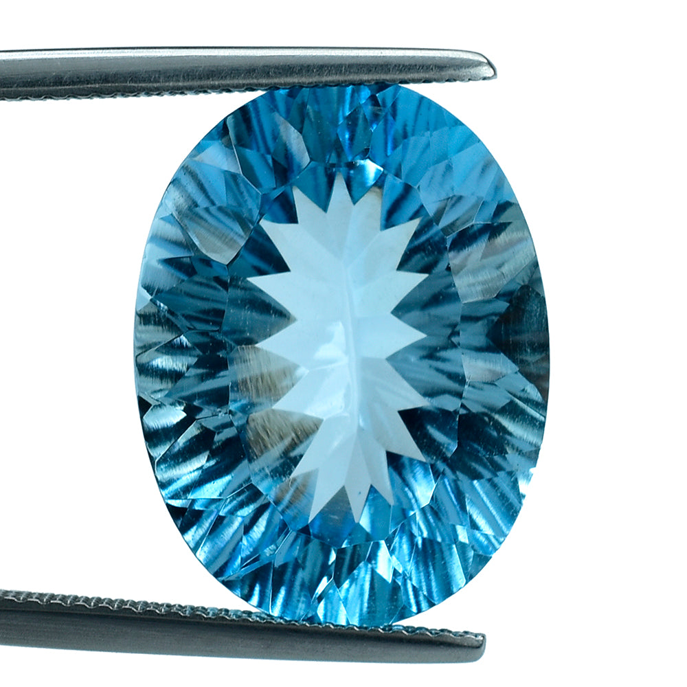 SKY BLUE TOPAZ CONCAVE CUT OVAL 20X15MM 21.51 Cts.