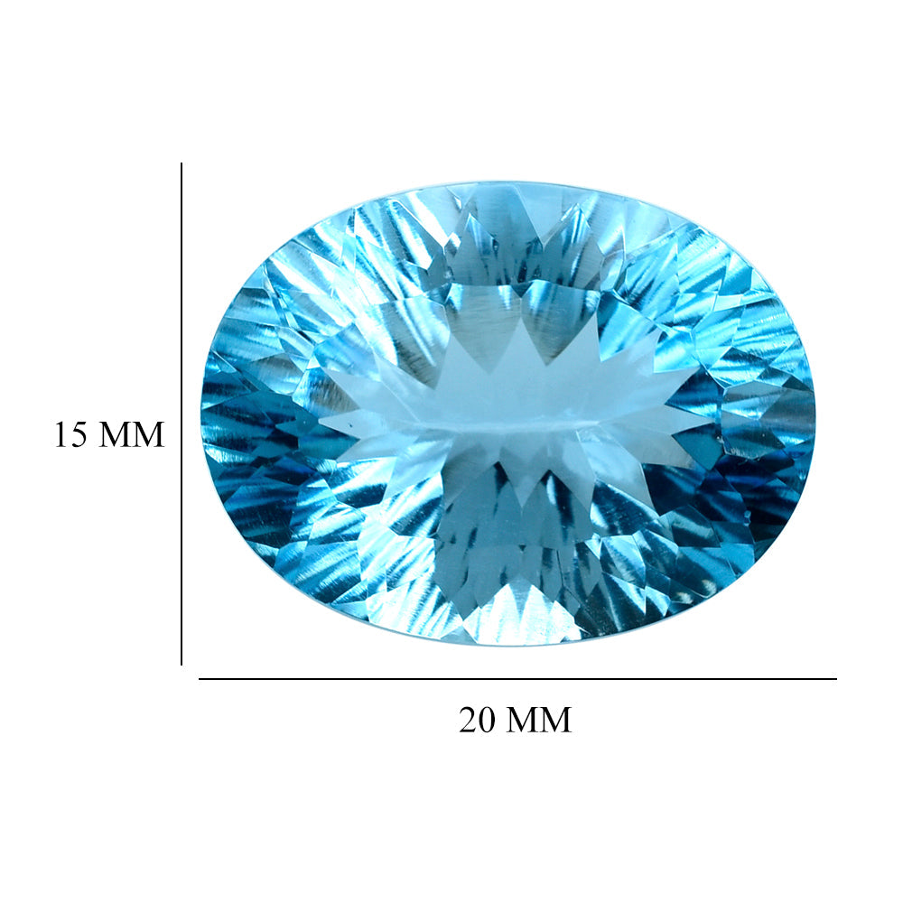 SKY BLUE TOPAZ CONCAVE CUT OVAL 20X15MM 21.51 Cts.