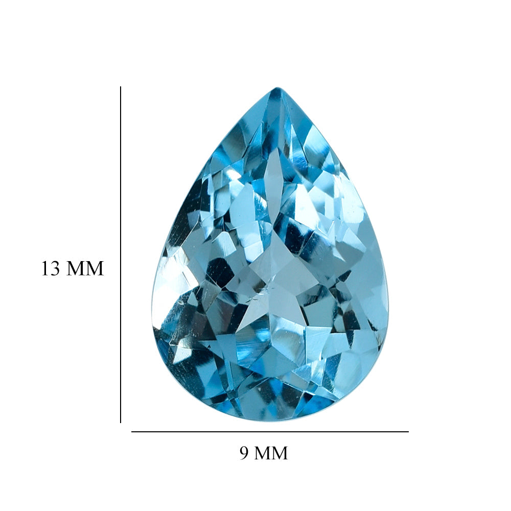 SKY BLUE TOPAZ CUT PEAR 13X9MM 5.18 Cts.