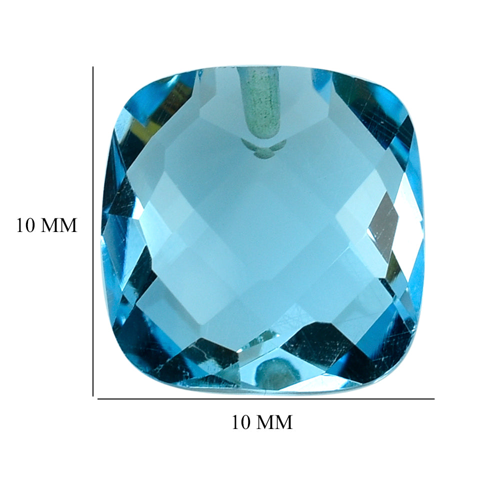 SKY BLUE TOPAZ BRIOLETTE CUSHION (H/D AT CORNER) 10.00MM 5.71 Cts.