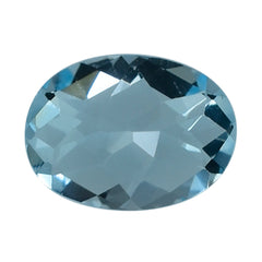 SKY BLUE TOPAZ CHECKER CUT OVAL 7X5MM 0.90 Cts.
