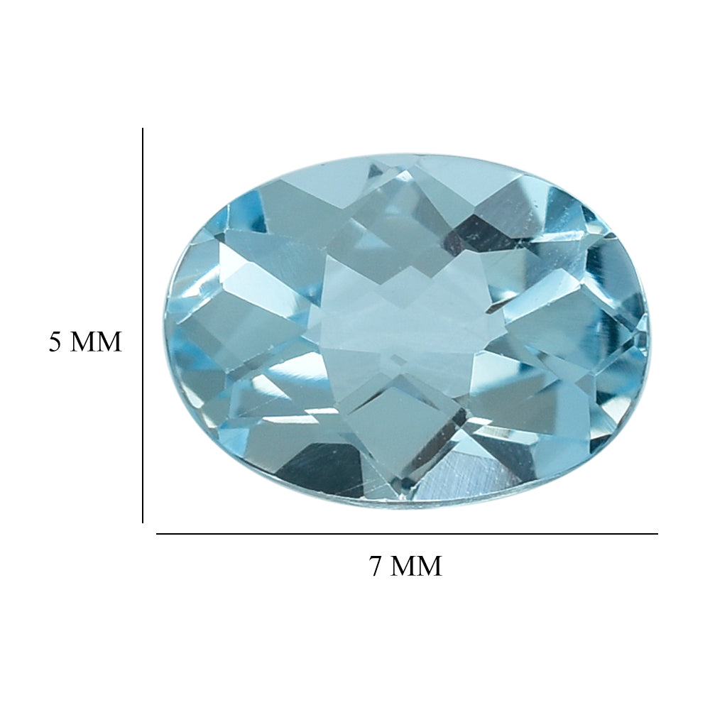 SKY BLUE TOPAZ CHECKER CUT OVAL 7X5MM 0.90 Cts.
