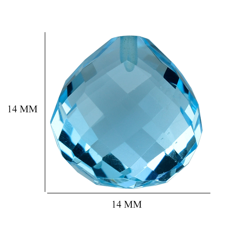 SKY BLUE TOPAZ BRIOLETTE HEART (HALF DRILL) 14.00MM 13.18 Cts.