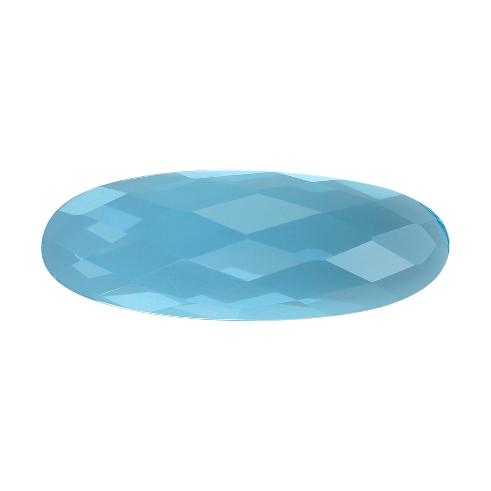 SKY BLUE TOPAZ CHECKER OVAL CAB 22X8MM 10.23 Cts.