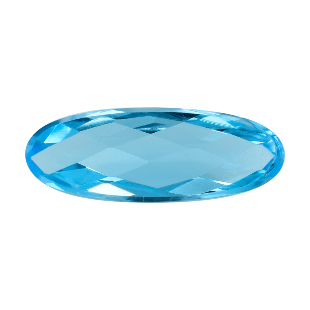 SKY BLUE TOPAZ CHECKER OVAL CAB 22X8MM 10.23 Cts.