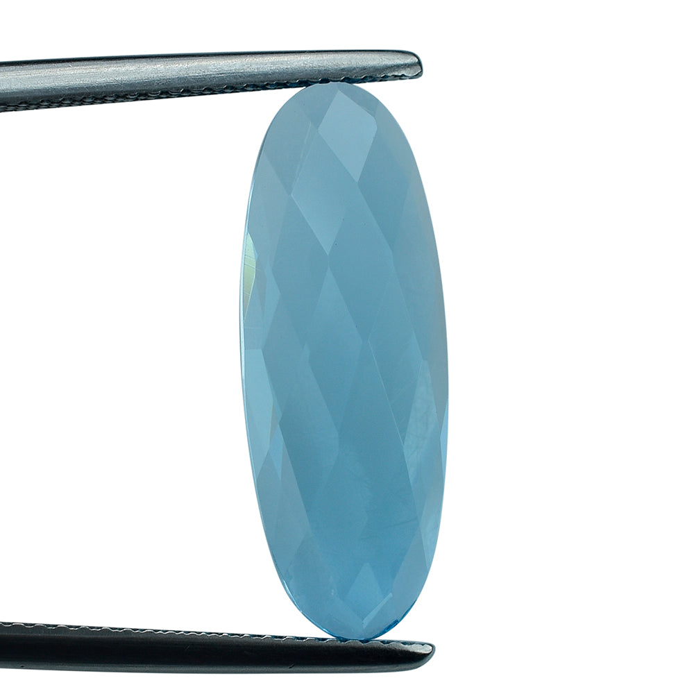 SKY BLUE TOPAZ CHECKER OVAL CAB 22X8MM 10.23 Cts.