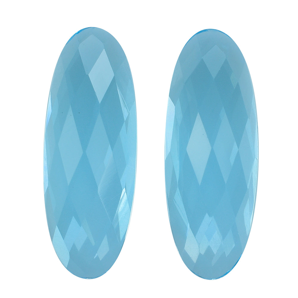 SKY BLUE TOPAZ CHECKER OVAL CAB 22X8MM 10.23 Cts.