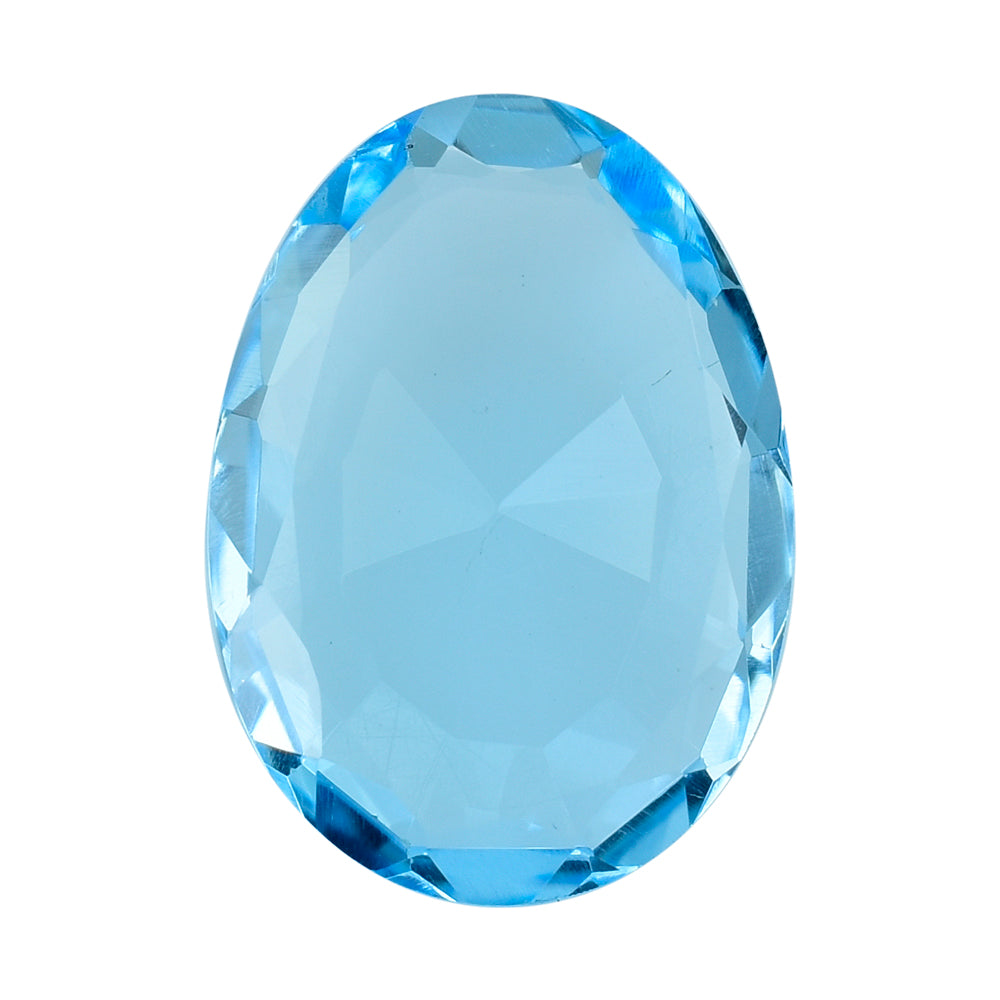SKY BLUE TOPAZ STEP CUT IRREGULAR OVAL 21X15MM 14.81 Cts.