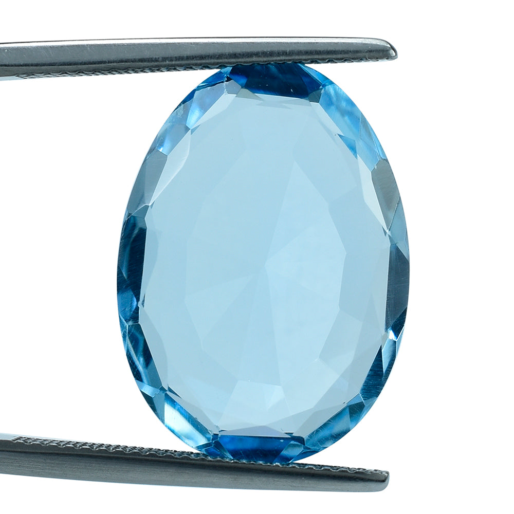 SKY BLUE TOPAZ STEP CUT IRREGULAR OVAL 21X15MM 14.81 Cts.