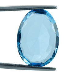 SKY BLUE TOPAZ STEP CUT IRREGULAR OVAL 21X15MM 14.81 Cts.