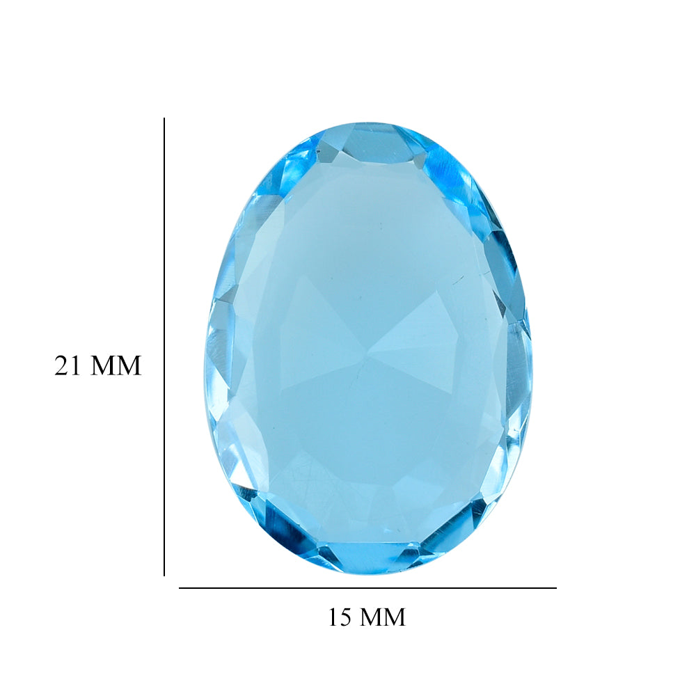 SKY BLUE TOPAZ STEP CUT IRREGULAR OVAL 21X15MM 14.81 Cts.