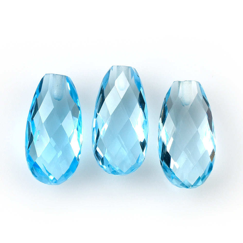 SKY BLUE TOPAZ BRIOLETTE PEAR (HALF DRILL) 16X8MM 7.15 Cts.