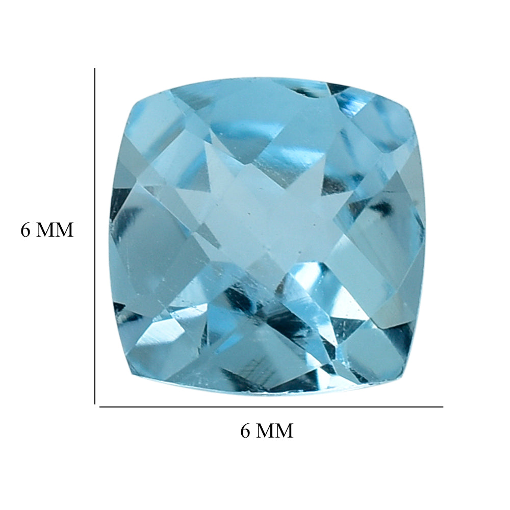 SKY BLUE TOPAZ CHECKER CUT CUSHION 6.00MM 1.11 Cts.