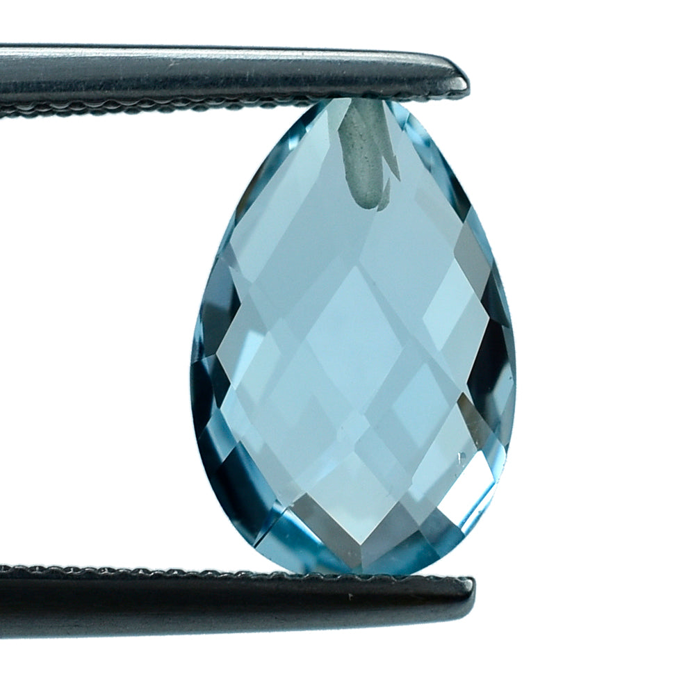 SKY BLUE TOPAZ BRIOLETTE PEAR (HALF DRILL) 12X8MM 3.60 Cts.