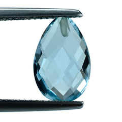 SKY BLUE TOPAZ BRIOLETTE PEAR (HALF DRILL) 12X8MM 3.60 Cts.