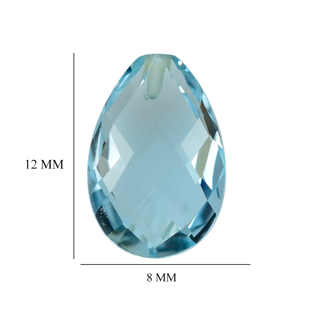 SKY BLUE TOPAZ BRIOLETTE PEAR (HALF DRILL) 12X8MM 3.60 Cts.